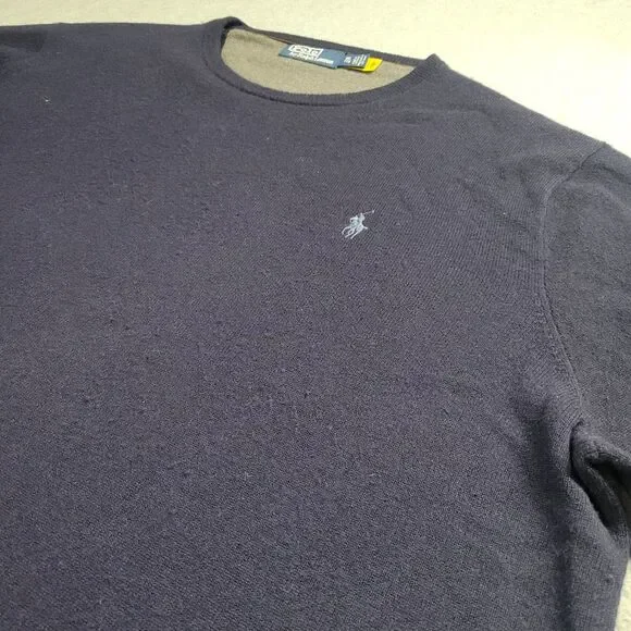 Ralph Lauren Polo Men's Size XXL Crew Neck Washable Merino Wool Sweater Blue - Picture 12 of 12